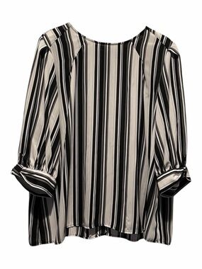 Worthington Women’s Black and White Striped Blouse in XL